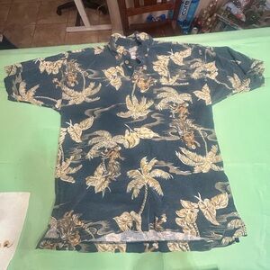 Medium Green Tommy Bahama Palm Tree Hawaiian Vacation Summer Shirt